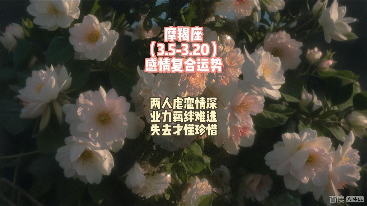 摩羯座（3.5-3.20）感情复合运势，两人虐恋情深，业力羁绊难逃，失去才懂珍惜。#摩羯座 #爱情 #分手复合挽回情感