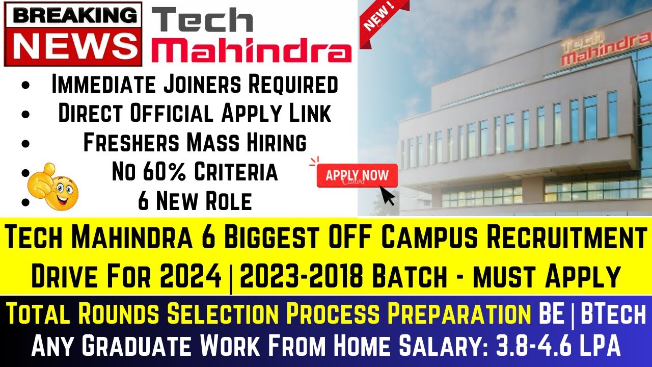 🔴Tech Mahindra 6 Biggest OFF Campus Recruitment Drive For 2024 2023 🔴Tech Mahindra 6 Biggest OFF Campus Recruitment Drive For 2024 2023
