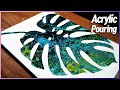 몬스테라 그리기 : 아크릴 푸어링 기법의 환상적인 여름 아트 그림 / Monstera leaf acrylic painting (acrylic pouring, swipe)