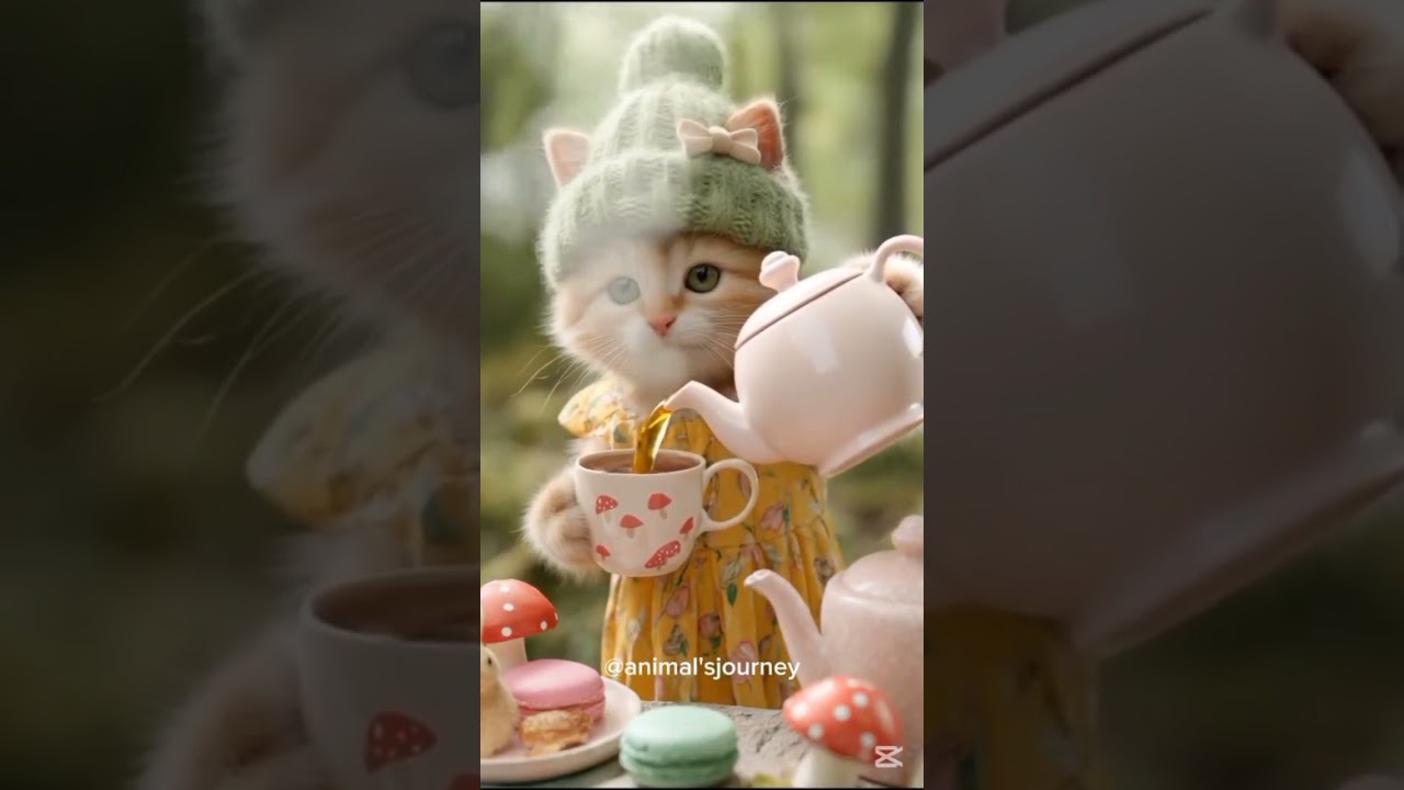 Adorable Kitten Tea Time ☕🐱 | The Cutest Tea Party Ever!"