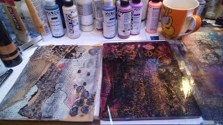 Wednesday Whimsicality #gelpress #mixedmedia #goldenpaints #pmartiststudio #stencils #makers