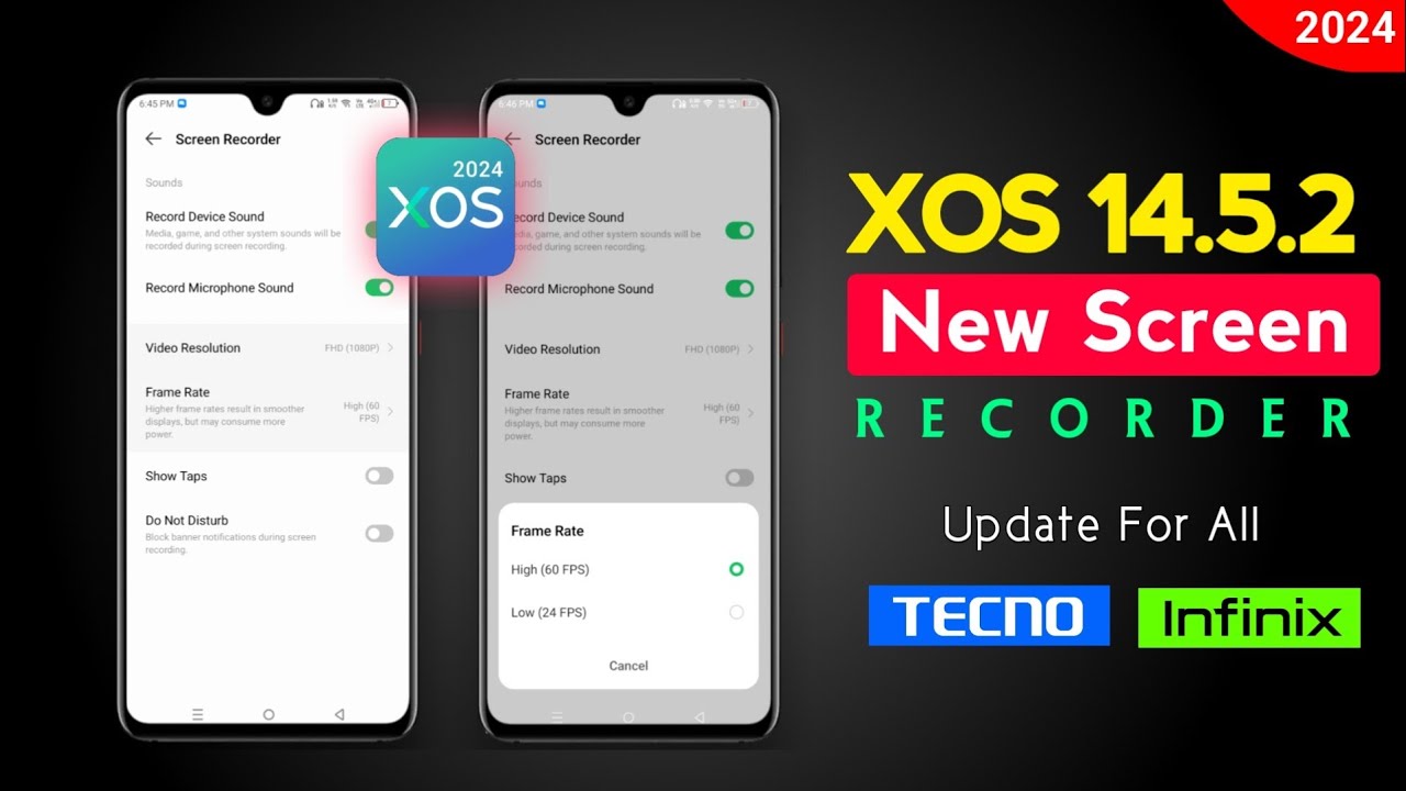 Xos Video Software XOS Latest Screen Recorder 60 FPS New Update For Tecno and Infinix ...