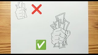How to drawing HAND HOLDING MONEY Easy