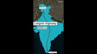 India’s Longest National Highway. #shorts #shortsvideo #nationalhighway