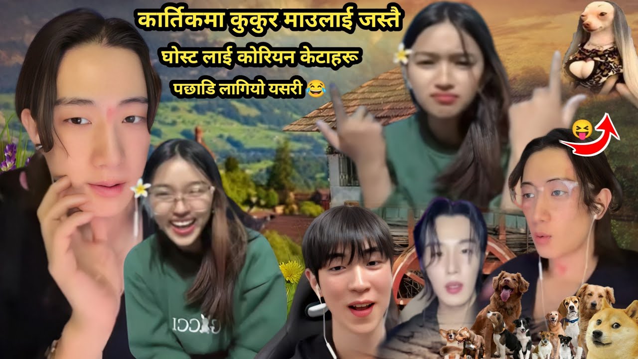 कार्तिकमा कुकुर माउलाई जस्तै घोस्ट लाई कोरियन केटाहरू पछाडि लागियो यसरी 🐕🦮🤣😁