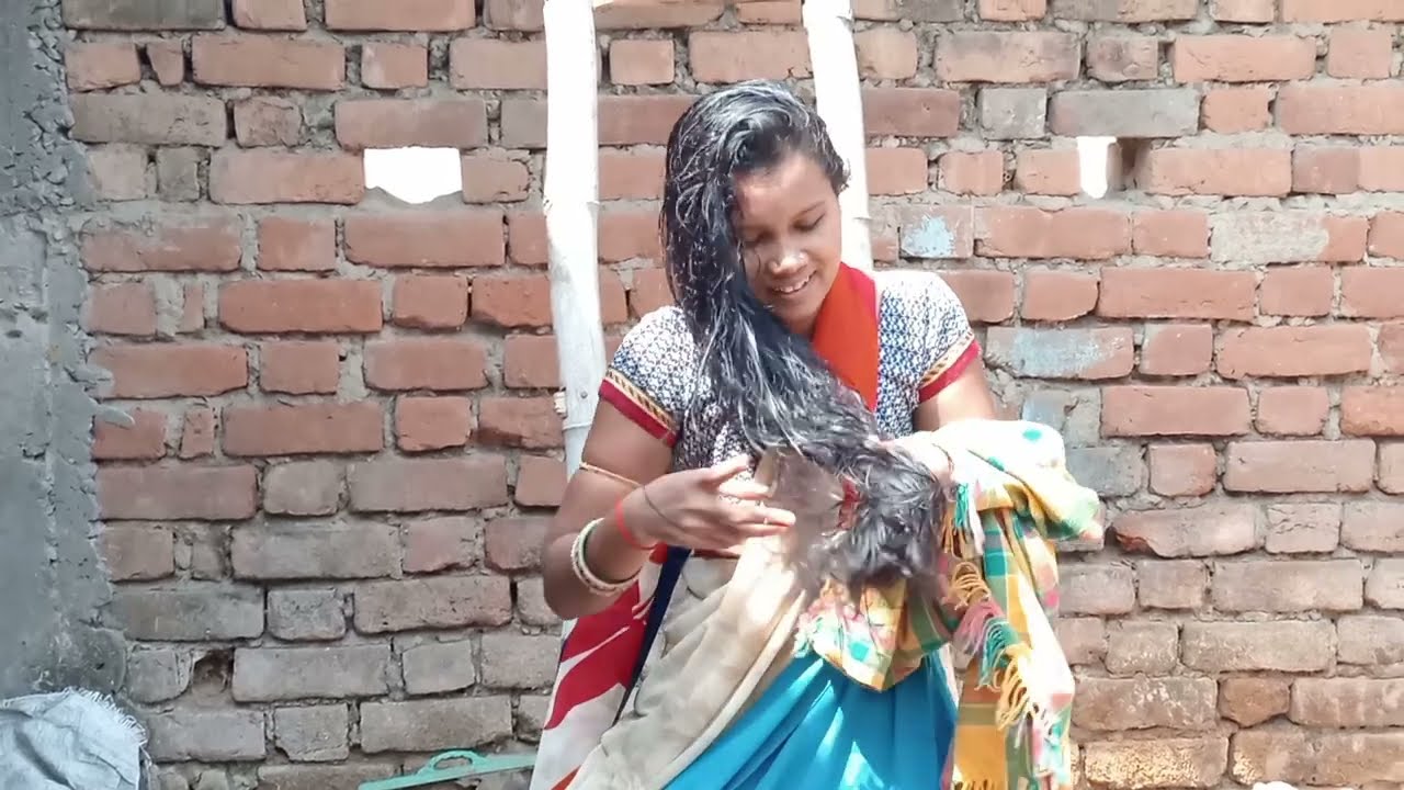 The new secret to towel drying wet hair the traditional way || village lifestyle vlog