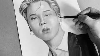 Drawing Bts Jimin Charcoal And Graphite Pencil