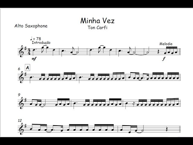 Ton Carfi - Minha Vez - Sheet Music For Tenor Saxophone Soprano (Bb)