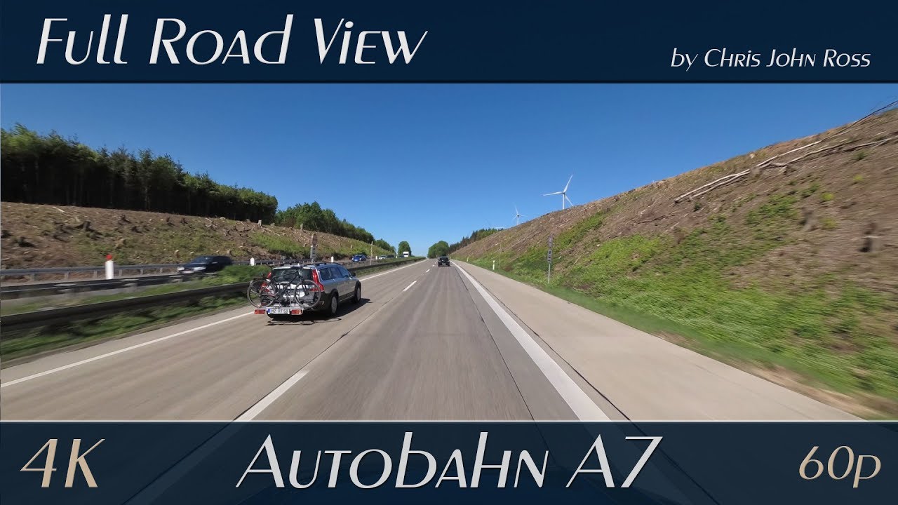 Autobahn (A7), Germany: Nörten-Hardenberg - Northeim - Echte - Seesen - Rhüden - Bockenem - 4K  UHD
