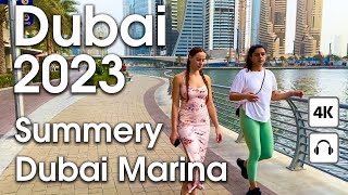 Dubai  Summery Dubai Marina [ 4K ] Walking Tour