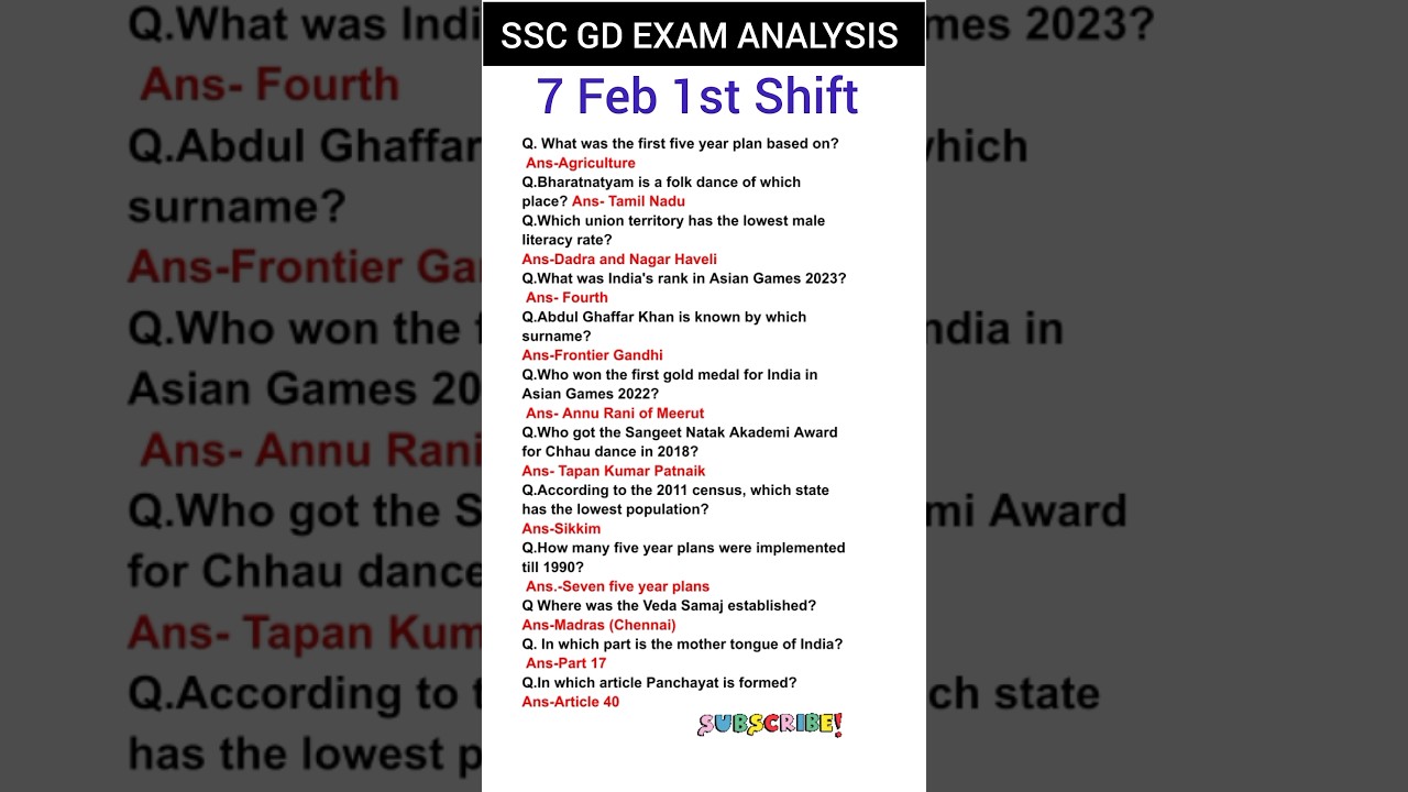 SSC GD EXAM ANALYSIS 2025|7 Feb 1st Shift|SSC GD paper analysis today