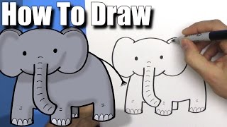 elephant draw cartoon easy chibi step