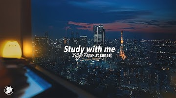 2-HOUR STUDY WITH ME 🗼 / calm piano / Tokyo Tower at Sunset / Pomodoro 25-5