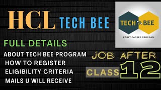 know about HCL techbee Registration and Selection process||HCL techbee||Full details||