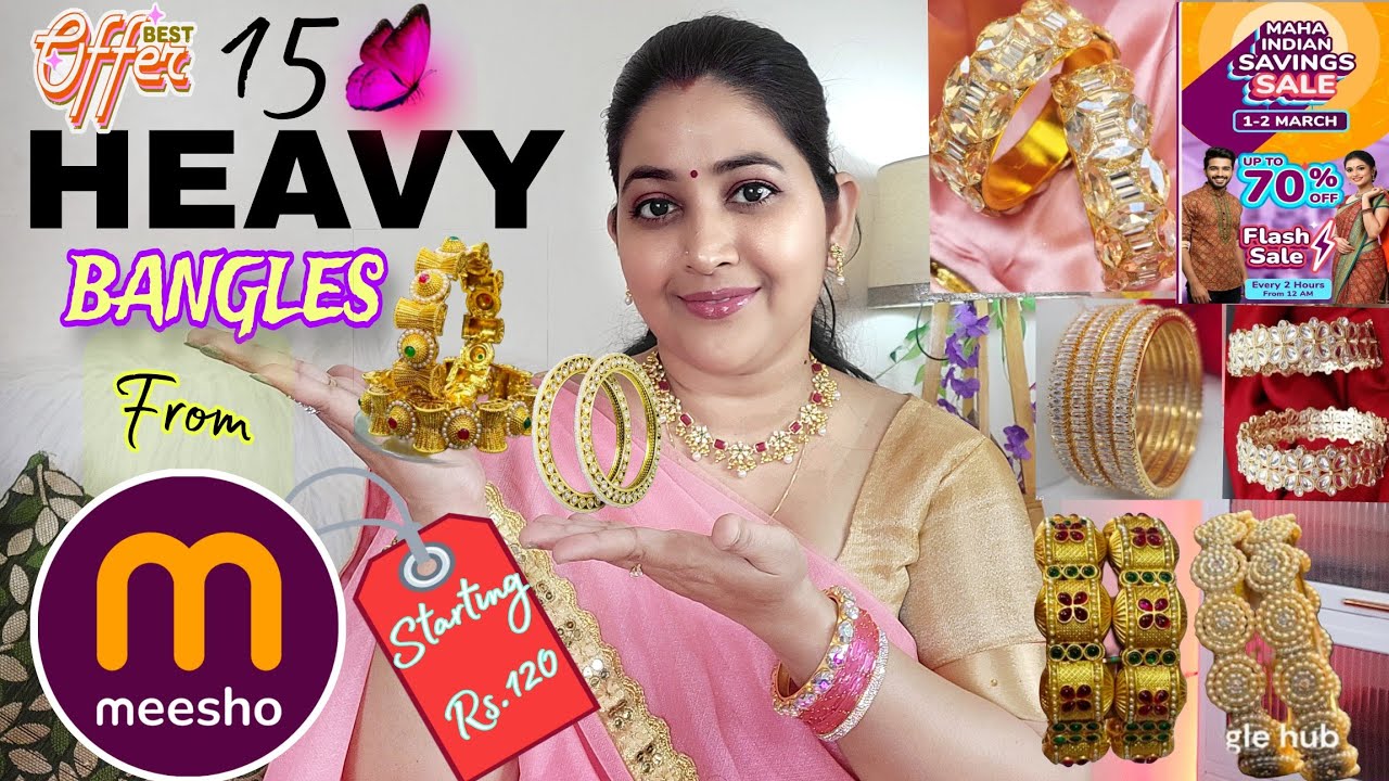 Meesho 15 Heavy Premium Quality Bangles ✨️Rajwadi/Rajasthani/AD/Shiny/Pearl Bangles Starting Rs.120