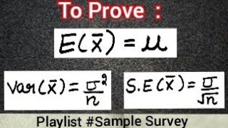 mean of sample mean, variance of sample mean, S.D, S.E | E(x bar) = u and variance ( x^—) = sigma²/n