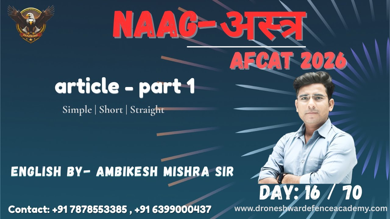Nagastra Batch AFCAT 2026 | Article-1|Day 165| English  by Ambikesh Sir |