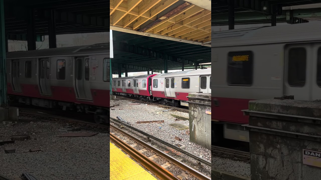 Commuter Rail and 2 Red Line trains at JFK in Boston