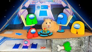 Brave Hamsters In Among Us Space X Maze Fighting With Siren Head Diy Cardboard Rocket Labyrinth