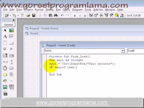 If ve If - Else Deyimi 1.Bölüm VB 6.0 Ders 5 -- www.gorselprogramlama.com --