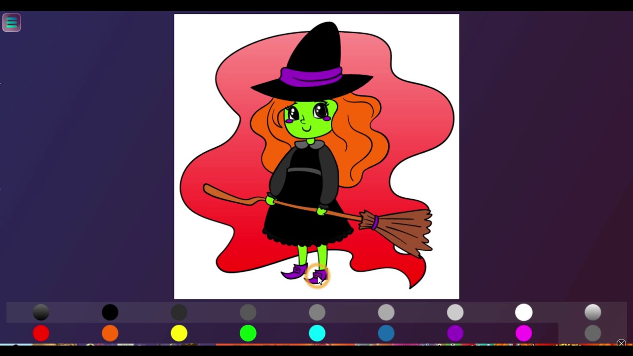 HALLOWEEN WITCH GAME! Halloween Art Games App| Coloring Pages for Kids ...