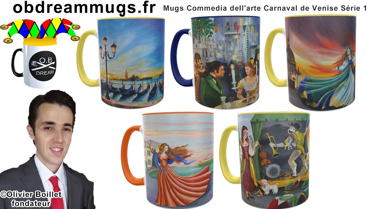 Collection de mugs Commedia dell’arte 🎭 | Carnaval de Venise – Série 1 | Version HD