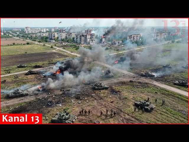 Thumbnail for Mass destruction of Russian T-72, T-80 tanks; occupiers protect tanks from drones using grenades