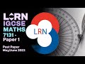 LRN International GCSE Mathematics (7131) | Paper 1 May/June 2023 Complete Solution
