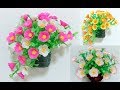 ดอกไม้จากหลอด ดอกคุณนายตื่นสายในกระถางแขวน by มายมิ้นท์ Portulaca Flower hanging pot from straw.