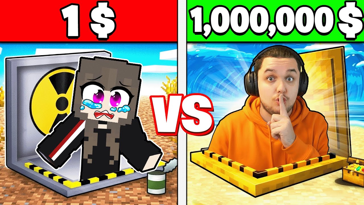 Bunker de 1$ vs 1,000,000$ in Minecraft !