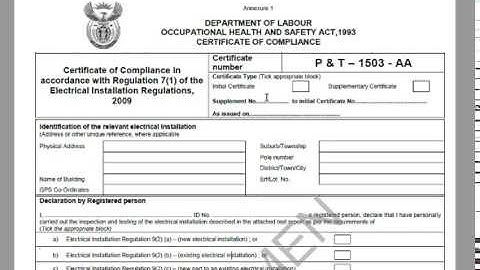 Electrical Certificate of Compliance Part 1