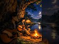 Campfire Guitar Under the Stars 🌙 | Peaceful Night Vibes #moonlight #nightvibes #animescenery