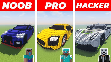 Minecraft NOOB vs PRO vs HACKER: SPORT CAR HOUSE BUILD CHALLENGE in Minecraft / Animation
