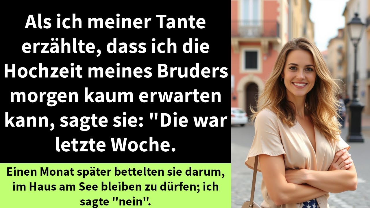 Als ich meiner Tante erzählte, dass ich die morgige Hochzeit meines Bruders kaum erwarten konnte,