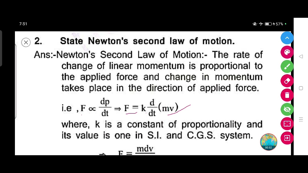 State Newton's second law of motion.