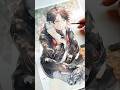【イラストメイキング】透明水彩で三枝明那さんのファンアートを描く【Watercolor painting】#shorts