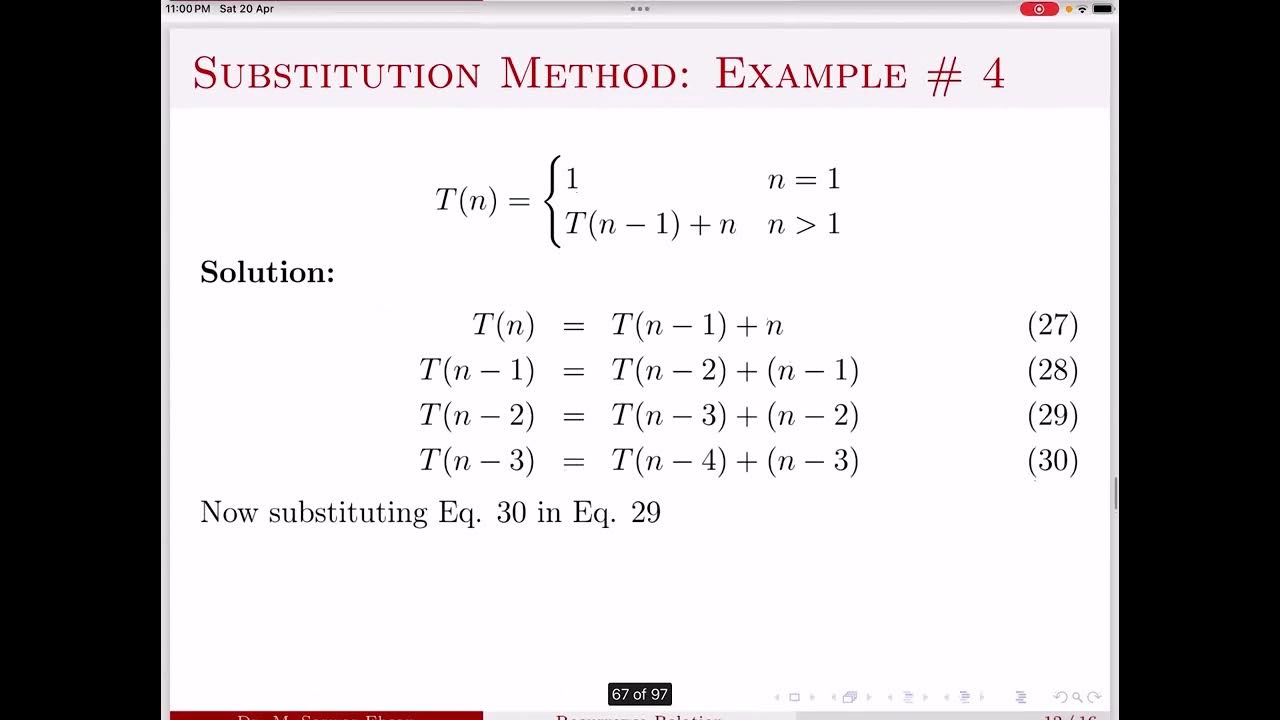 13 daa solving recurrence relation examples youtube