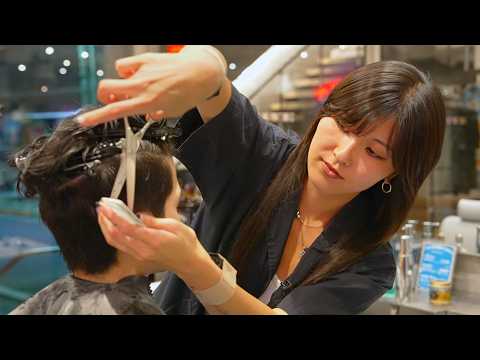 (ASMR) Beautiful Japanese Lady Barber Mei — Full Haircut Course in Tokyo