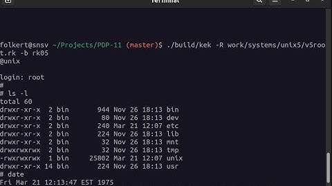 PDP-11 emulator running under Linux, emulating UNIX5