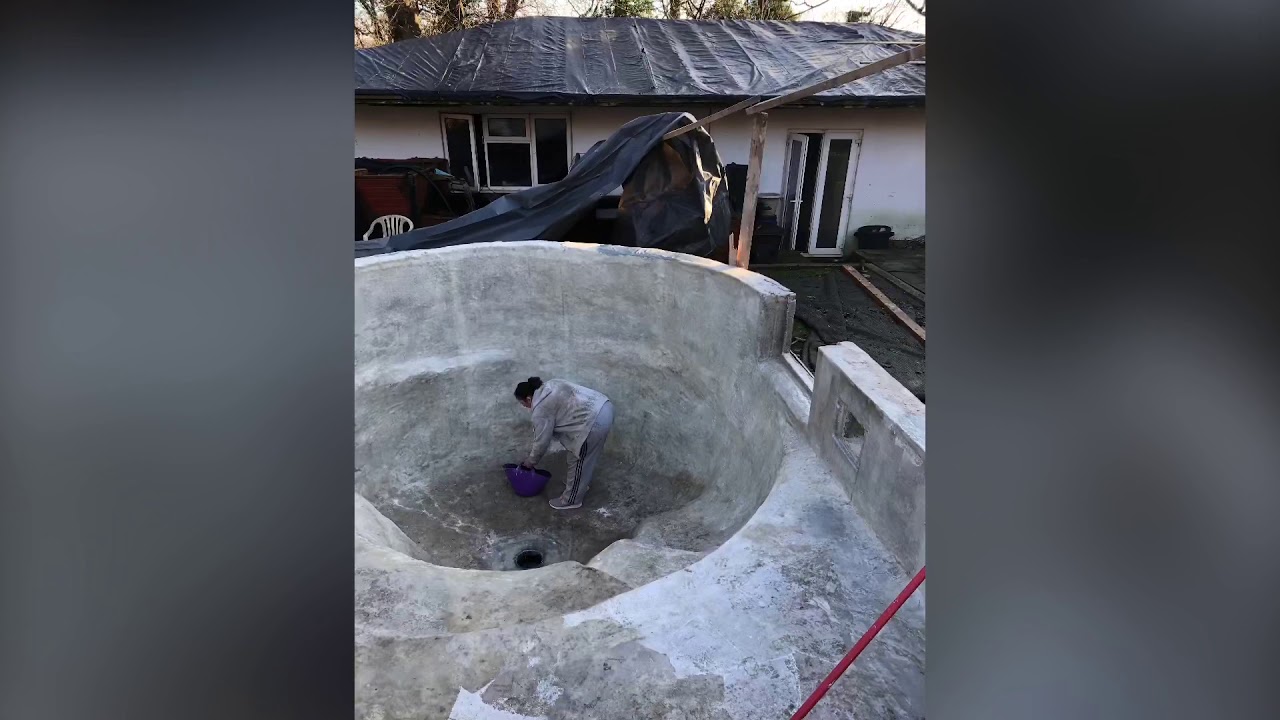 Pond renovation 3 fibre glassed n flow coated layer insulation