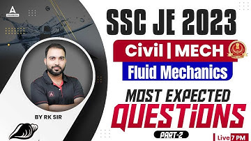 SSC JE 2023 Civil | MECH | Fluid Mechanics | Most Expected Questions | Part-1 | By RK Sir