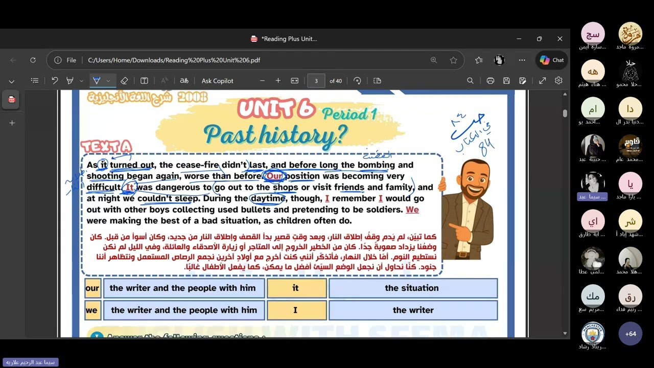 الدرس الاول من الوحدة السادسة كتاب ثاني