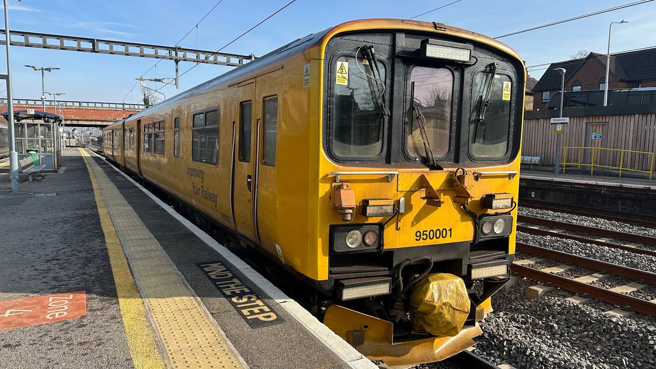 Network Rail class 150 950001 departing Newbury 18/02/2025