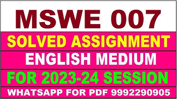 mswe 007 solved assignment 2023-24 | mswe 7 solved assignment in english 2024 | mswe 7 2024