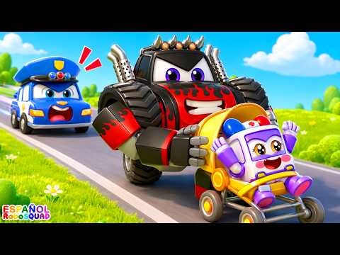 Policía persigue al ladrón | Escapa del Monster Truck | Dibujos Animados Divertidos | RoboSquad