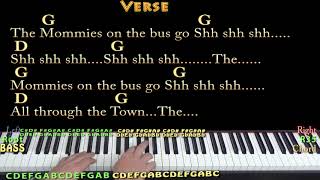 Wheels on the Bus (Kid Song) Piano Cover Lesson in G with Chords/Lyrics