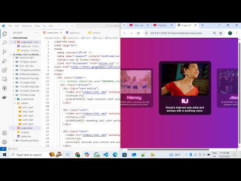 3D K-POP VIDEO SLIDER | HTML CSS JavaScript | Rosé | Nancy | IU | Jisoo | Lisa