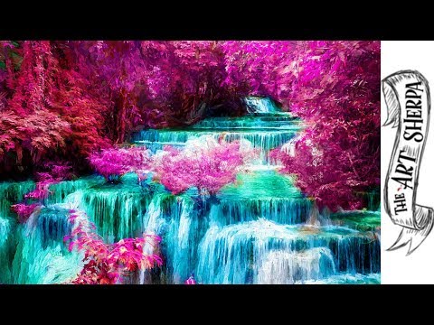 Easy Live stream : 🔴 Pink Falls Acrylic painting step by step