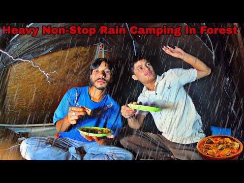 Night Camping In Heavy Rain In Uttarakhand | Cooking Chicken Curry In Non-Stop Rain ||