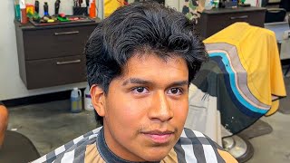He DROVE A HOUR for this Haircut 😰 | medium taper pompadour haircut tutorial
